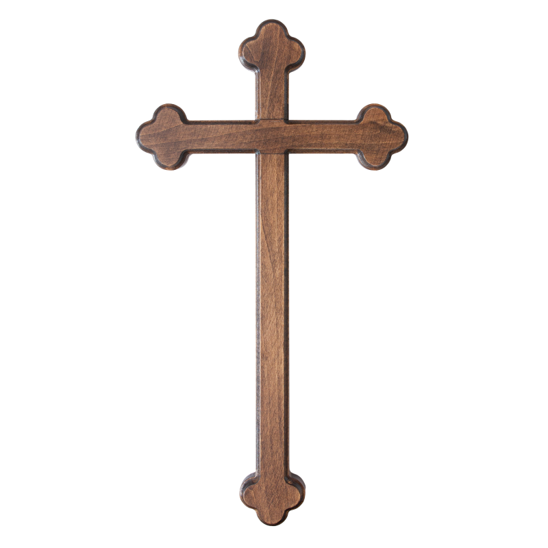 Dřevěný barokní kříž na zeď, tmavý - 40 cm